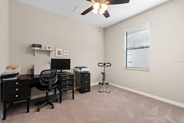 14309 Carolina Sky Pl, Lakewood Ranch, FL 34211 - carpeted office space with ceiling fan and baseboards