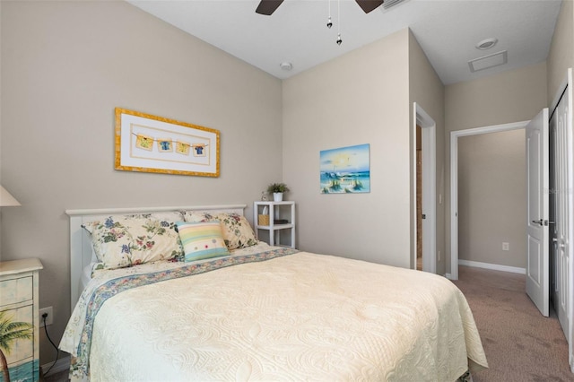 14309 Carolina Sky Pl, Lakewood Ranch, FL 34211 - carpeted bedroom featuring visible vents, ceiling fan, and baseboards