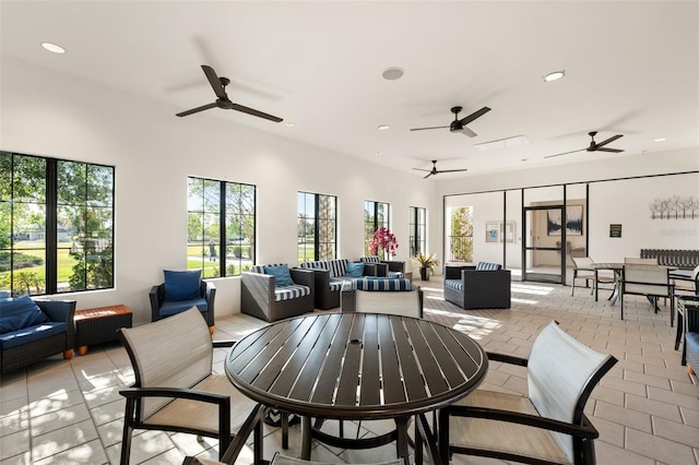 14309 Carolina Sky Pl, Lakewood Ranch, FL 34211 - dining area featuring a wealth of natural light, ceiling fan, and recessed lighting