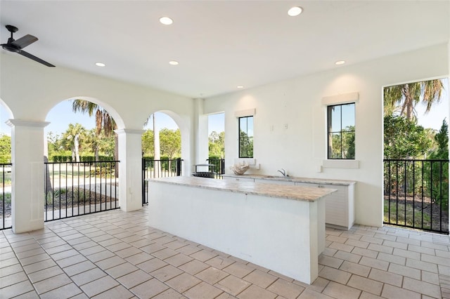 14309 Carolina Sky Pl, Lakewood Ranch, FL 34211 - view of patio / terrace with a sink, an outdoor bar, and ceiling fan