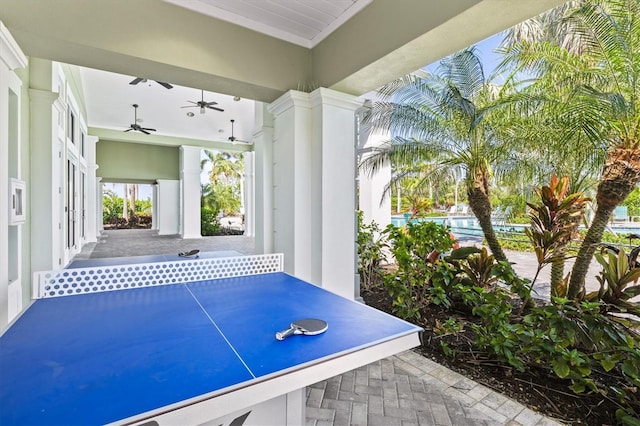 view of patio / terrace with ceiling fan