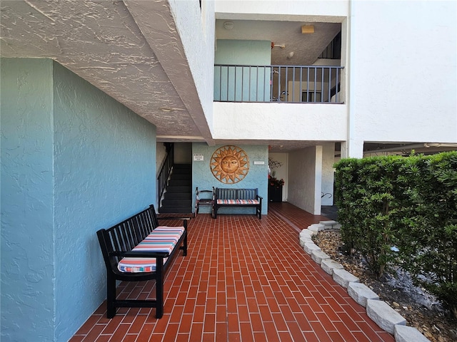 exterior space with stucco siding
