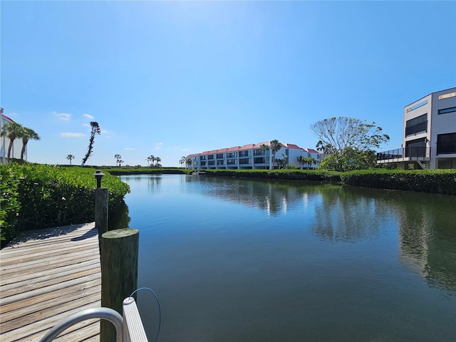 view of dock featuring a water view