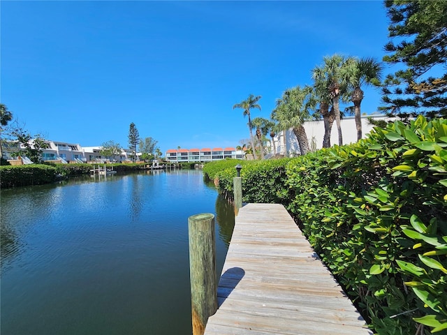 view of dock featuring a water view