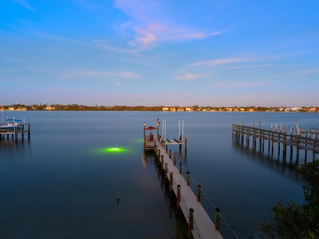 dock area featuring a water view