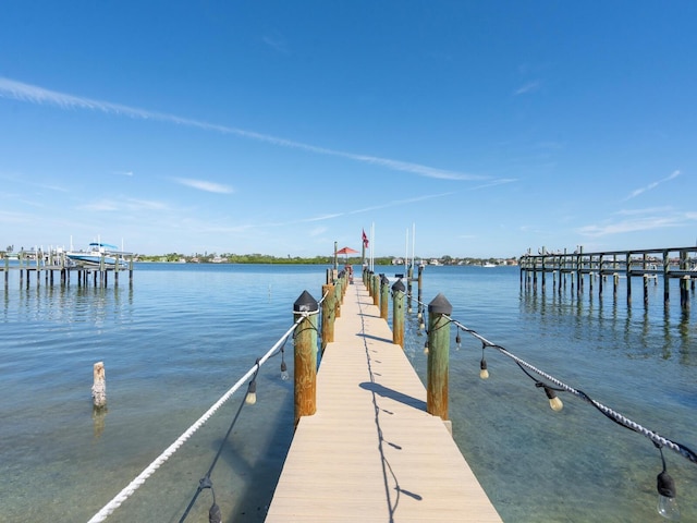 dock area featuring a water view