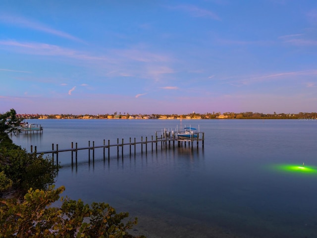view of dock featuring a water view