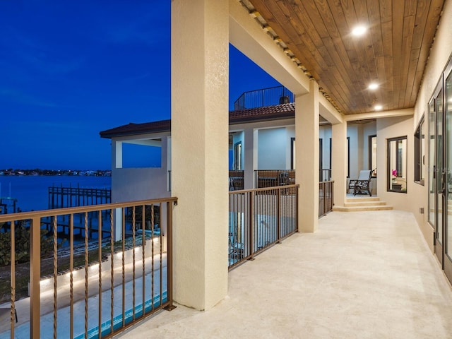 balcony with a water view