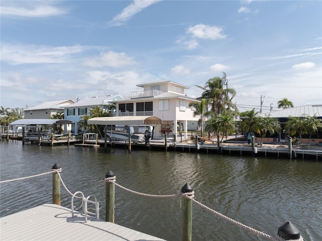 view of dock featuring a water view