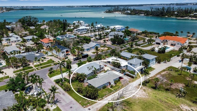 7030 Lois Ave, Longboat Key, FL 34228 - bird's eye view with a water view and a residential view