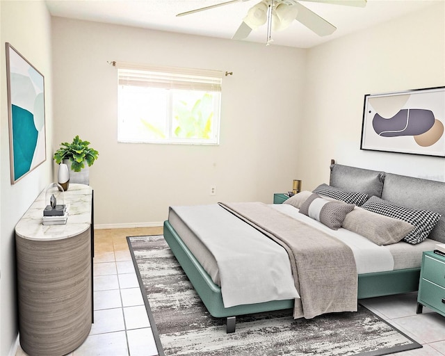 5057 Live Oak Cir Unit 86, Bradenton, FL 34207 - bedroom with light tile patterned flooring and ceiling fan