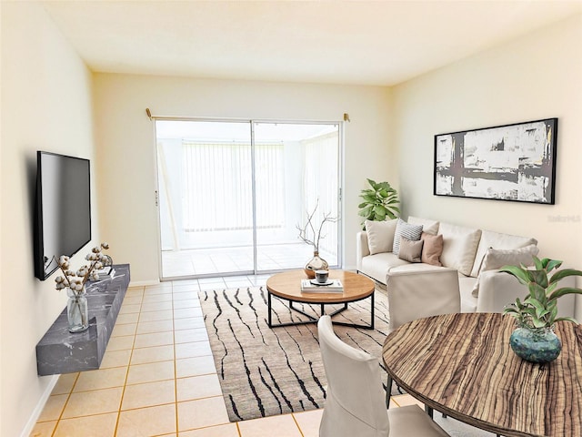 5057 Live Oak Cir Unit 86, Bradenton, FL 34207 - living area featuring light tile patterned floors and baseboards