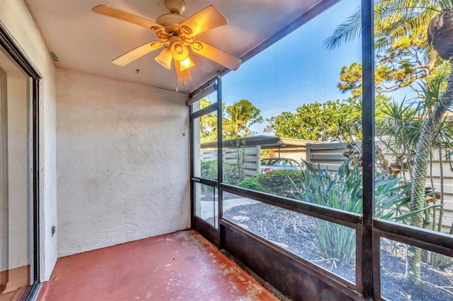 752 White Pine Tree Rd Unit 101, Venice, FL 34285 - unfurnished sunroom featuring a ceiling fan