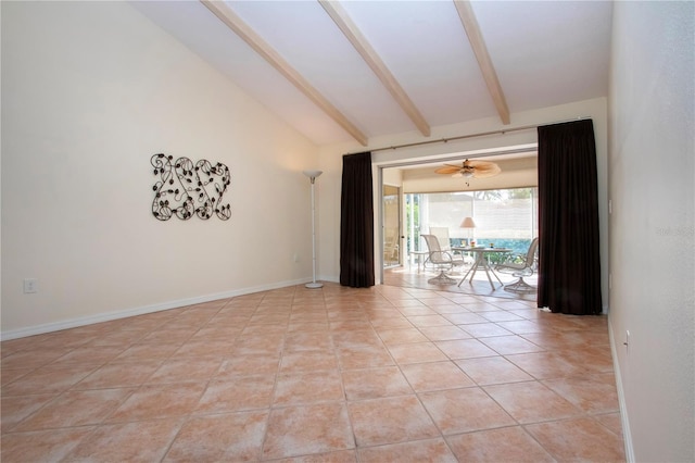 3843 El Poinier Ct W Unit 8720, Sarasota, FL 34232 - unfurnished room with light tile patterned flooring, a ceiling fan, and baseboards