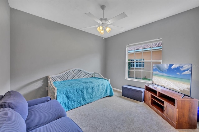 5106 Far Oak Cir, Sarasota, FL 34238 - carpeted bedroom featuring baseboards and a ceiling fan