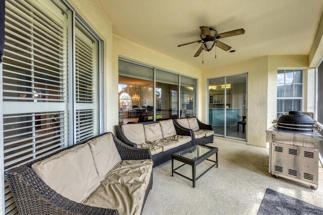 5106 Far Oak Cir, Sarasota, FL 34238 - exterior space featuring an outdoor living space and ceiling fan