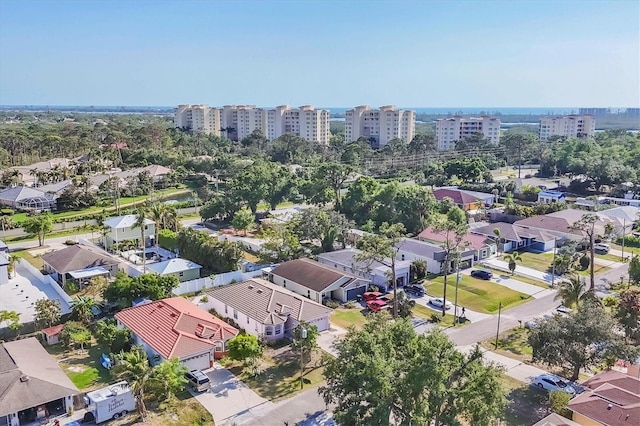 bird's eye view with a city view