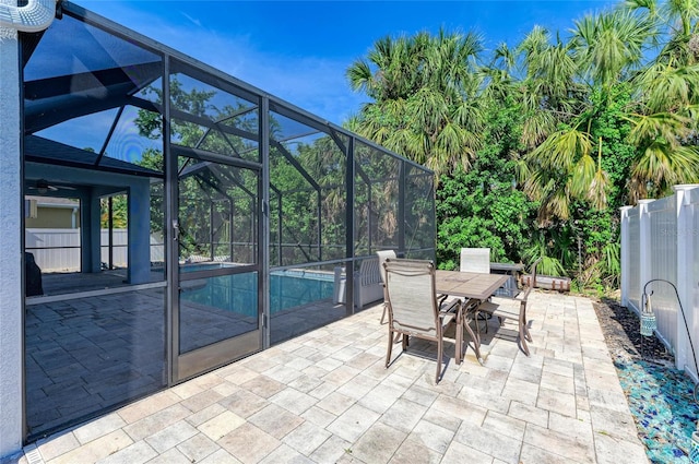 6125 35th Ct E, Bradenton, FL 34203 - view of patio with a fenced in pool, a lanai, and outdoor dining area
