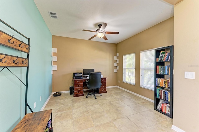 7822 110th Ave E, Parrish, FL 34219 - office with visible vents, ceiling fan, and baseboards