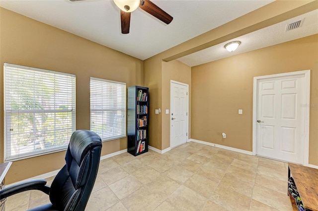 7822 110th Ave E, Parrish, FL 34219 - office space with visible vents, a ceiling fan, and baseboards