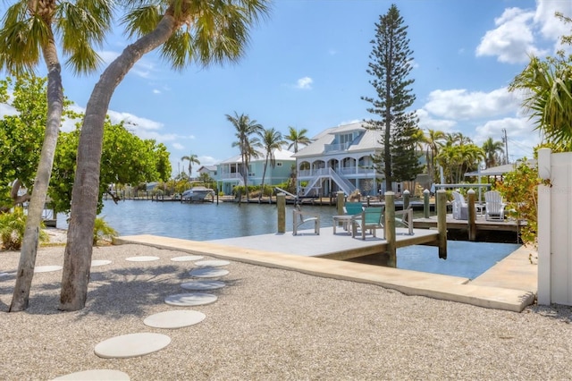 view of dock featuring a water view