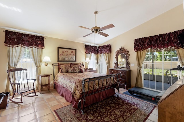 3209 2nd Ave W, Bradenton, FL 34205 - bedroom with vaulted ceiling, ceiling fan, and access to exterior