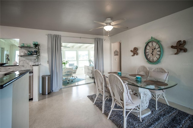 dining room featuring a ceiling fan