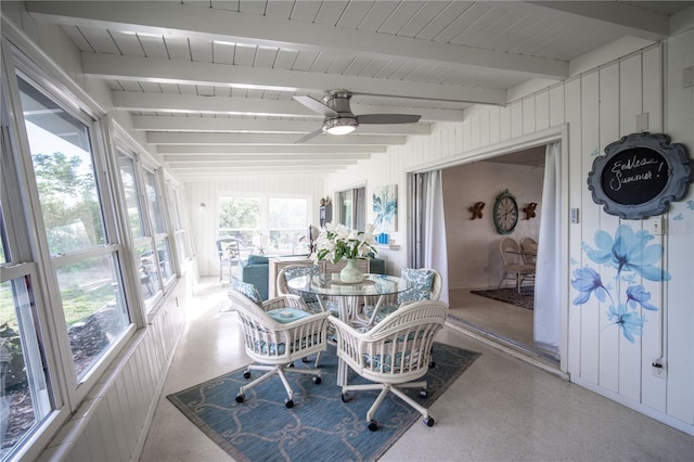 sunroom / solarium with beam ceiling