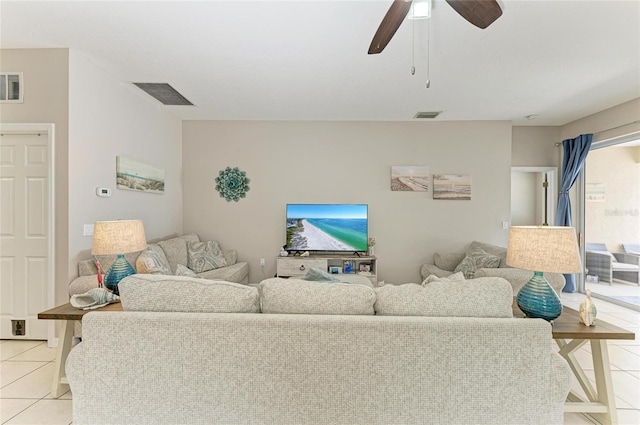 6546 Blue Grosbeak Cir, Lakewood Ranch, FL 34202 - living room featuring light tile patterned floors and a ceiling fan