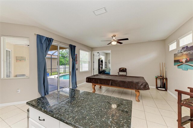 6546 Blue Grosbeak Cir, Lakewood Ranch, FL 34202 - playroom with light tile patterned floors, pool table, and plenty of natural light