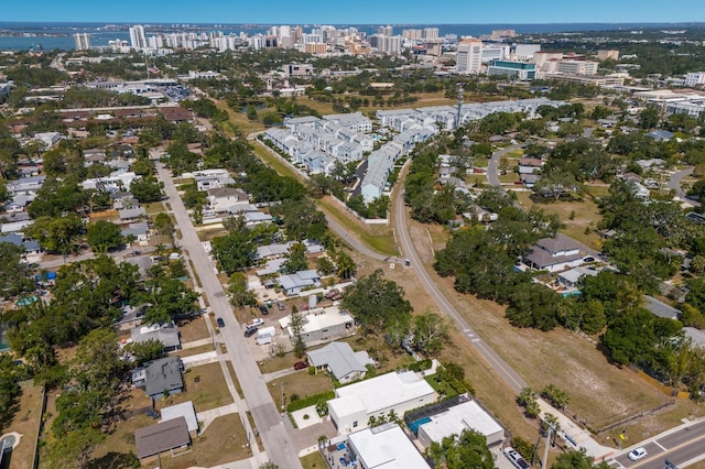 drone / aerial view featuring a city view