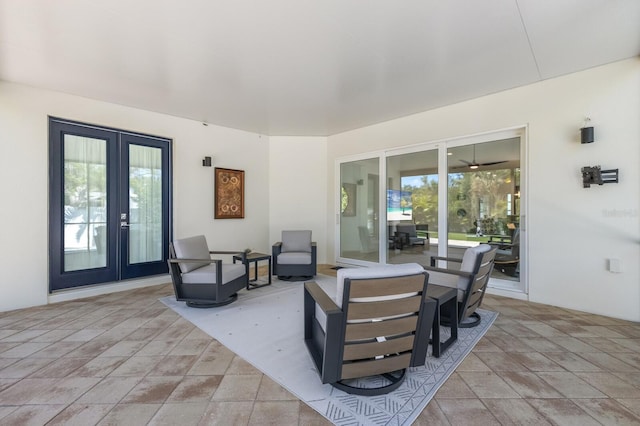 view of patio with french doors and an outdoor living space