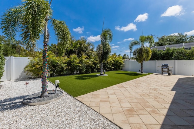 exterior space featuring a patio and a fenced backyard