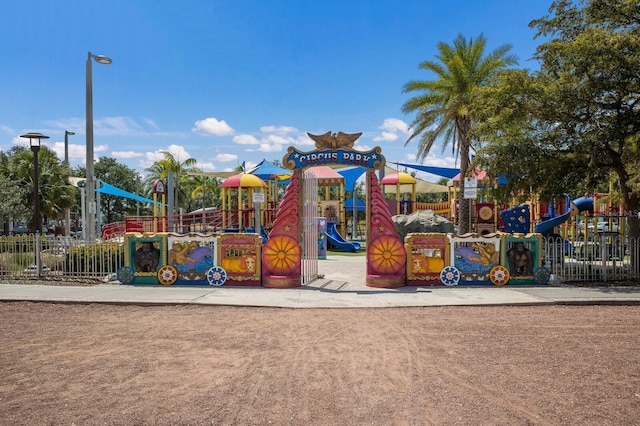 community play area featuring fence