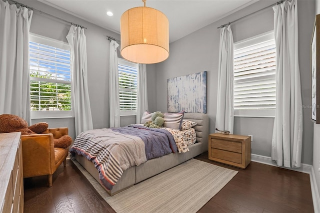 13319 Deep Blue Pl, Bradenton, FL 34211 - bedroom with dark wood-type flooring, recessed lighting, and baseboards