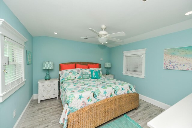 205 Elm Ave, Anna Maria, FL 34216 - bedroom with wood finished floors, ceiling fan, recessed lighting, and baseboards