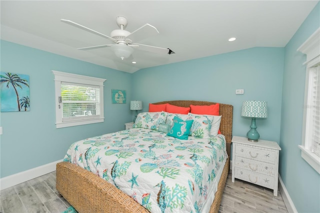 205 Elm Ave, Anna Maria, FL 34216 - bedroom featuring wood finished floors, recessed lighting, a ceiling fan, and baseboards
