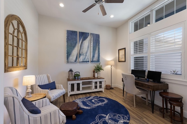 14210 9th Ter NE, Bradenton, FL 34212 - office featuring ceiling fan, wood finished floors, baseboards, and recessed lighting