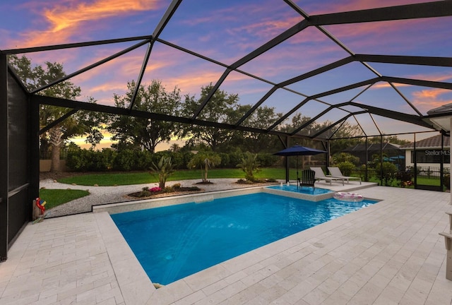 14210 9th Ter NE, Bradenton, FL 34212 - view of swimming pool with a patio area, a pool with connected hot tub, and glass enclosure