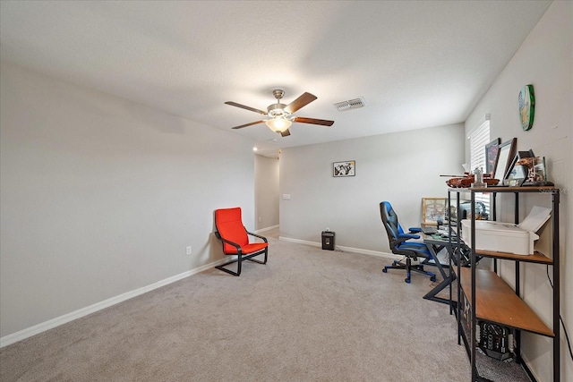 1723 Fred Ives St, Ruskin, FL 33570 - carpeted office featuring visible vents, baseboards, and a ceiling fan