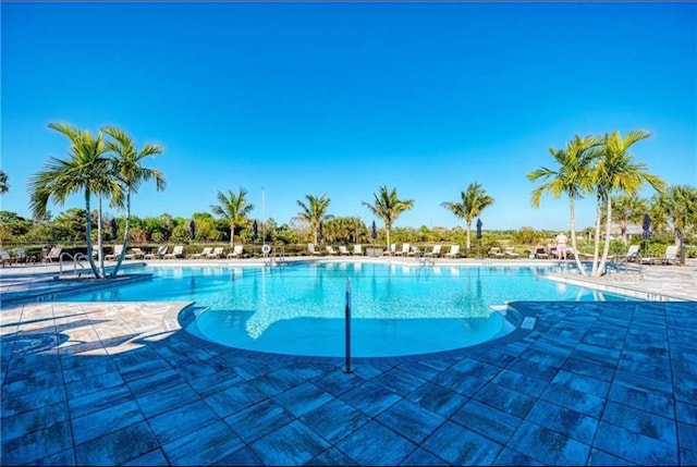 12291 Myrtle Bay Ct, Sarasota, FL 34238 - community pool featuring a patio