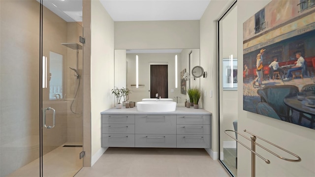 4123 Bay Shore Rd, Sarasota, FL 34234 - full bathroom featuring a shower stall, vanity, and baseboards