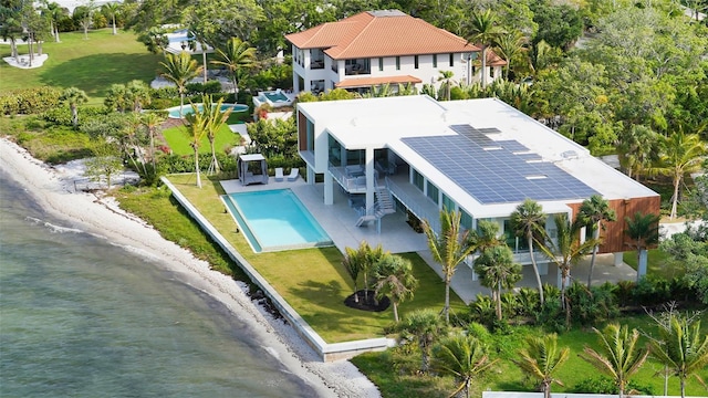 4123 Bay Shore Rd, Sarasota, FL 34234 - view from above of property featuring a nearby body of water and a pool area