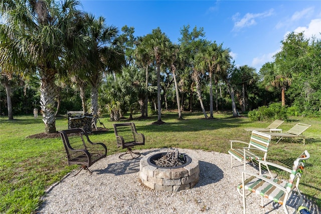 exterior space featuring a fire pit