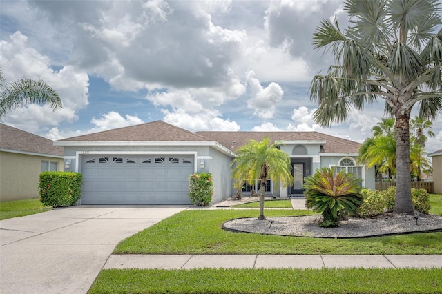 12026 Warwick Cir, Parrish, FL 34219 - single story home featuring concrete driveway, a garage, stucco siding, and a front yard
