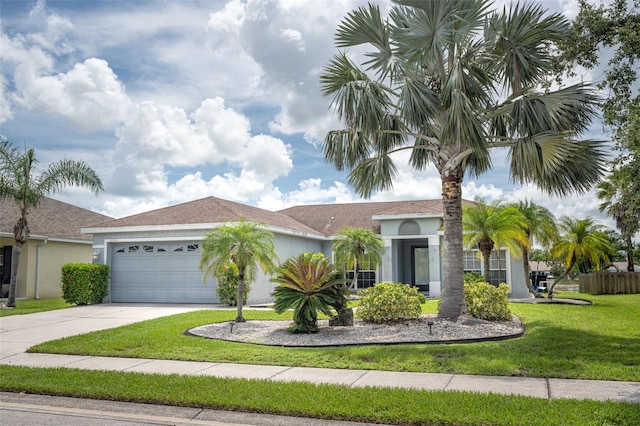 12026 Warwick Cir, Parrish, FL 34219 - single story home featuring stucco siding, concrete driveway, an attached garage, and a front yard
