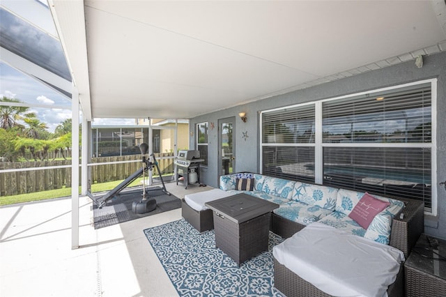 12026 Warwick Cir, Parrish, FL 34219 - view of patio featuring an outdoor hangout area and a grill