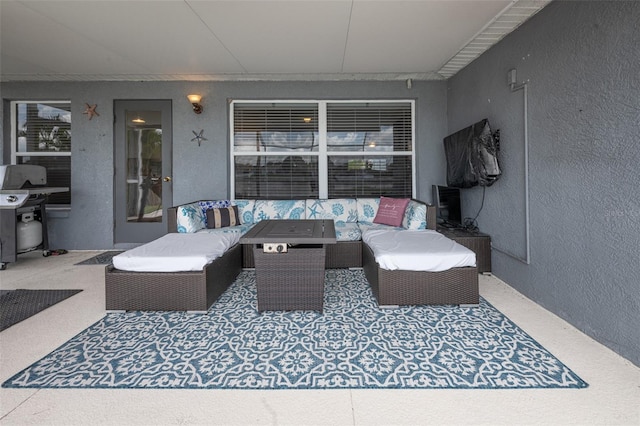 12026 Warwick Cir, Parrish, FL 34219 - view of patio with an outdoor living space and area for grilling