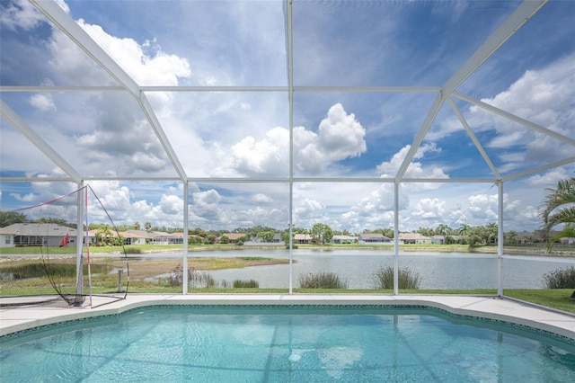 12026 Warwick Cir, Parrish, FL 34219 - outdoor pool featuring glass enclosure and a water view
