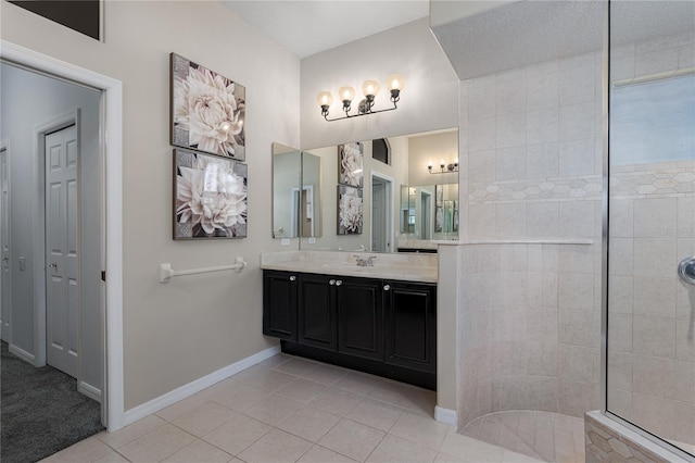 3806 155th Ave E, Parrish, FL 34219 - full bathroom featuring vanity, tile patterned floors, and walk in shower